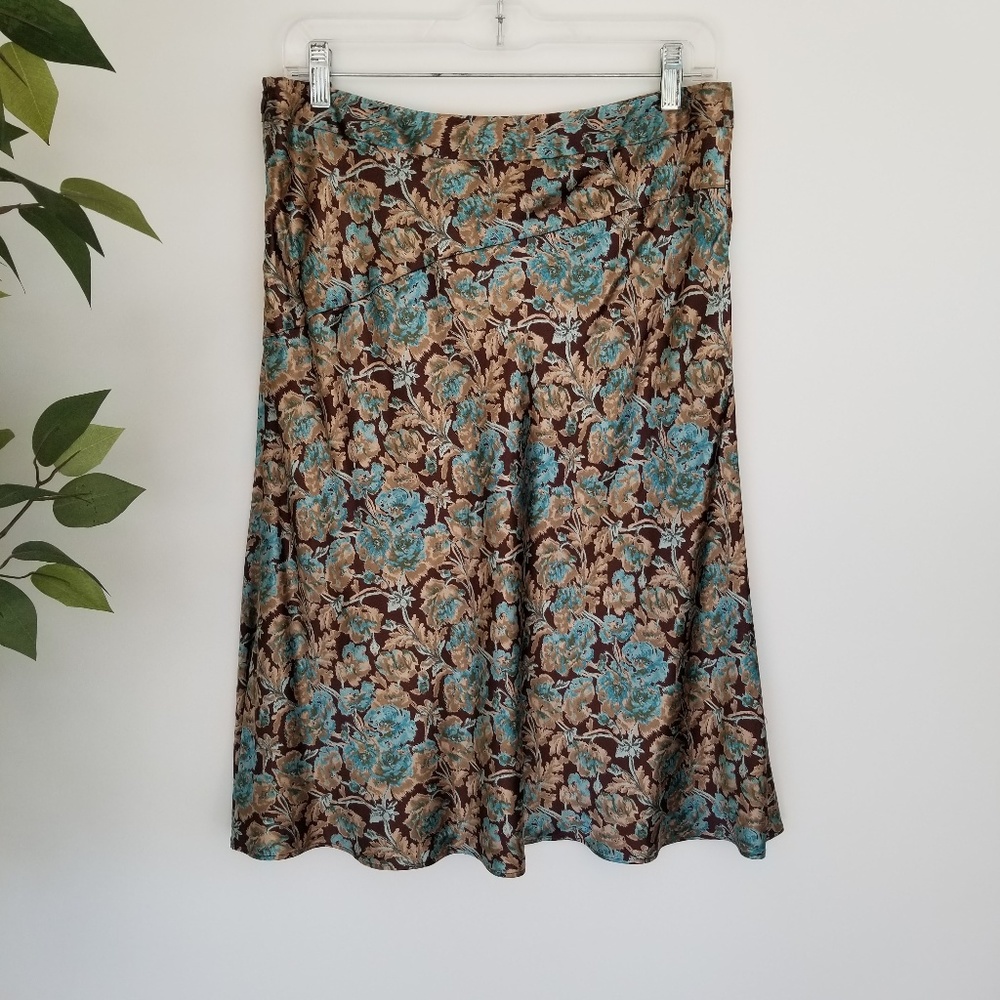 Banana Republic Brown & Blue Floral Skirt